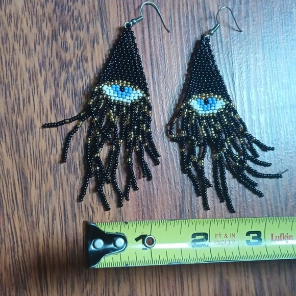Beaded Evil Eye Earrings - Picture 4 of 4